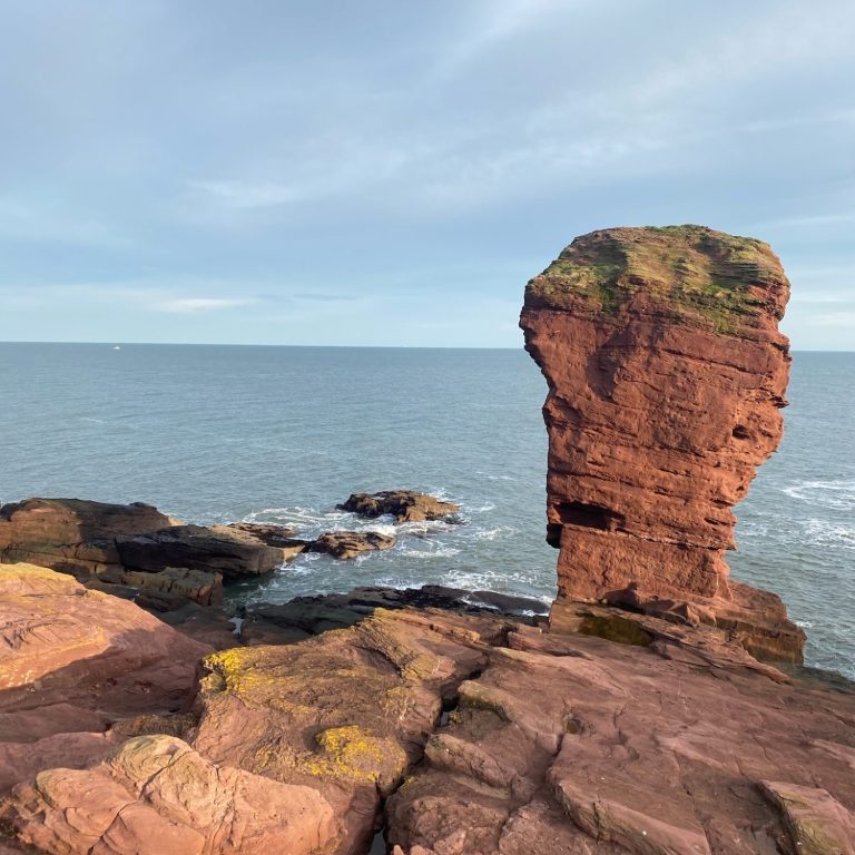 The Deil's Heid, a natural sea stack composed of old red sandstone