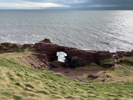 Needle's Ee a collapsed sea cave perched above current sea level